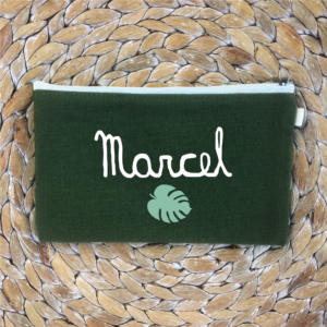 Pochette personnalisée blanc monstera