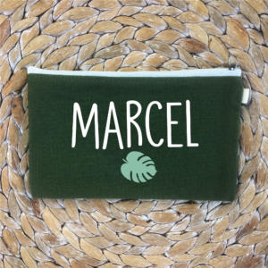 Pochette personnalisée blanc monstera