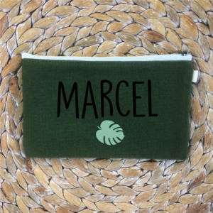 Pochette personnalisée noir monstera