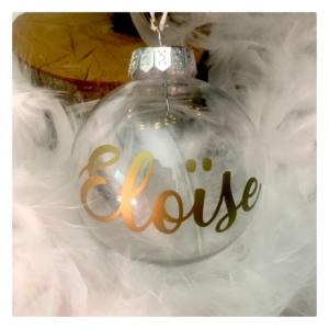 Boule de Noël transparente plume Or mat